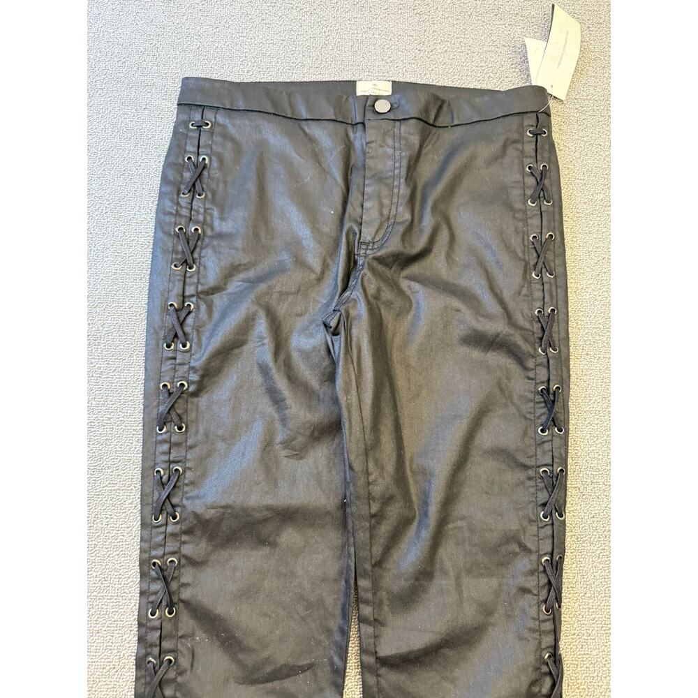 French Connection Women's Size 8 Black Coated Lace Up Pants - Picture 10 of 16